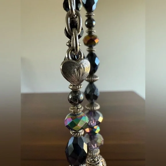 Dark Jewel Tone Faceted Bead Necklace | Statement Glam Jewelry - Picture 4 of 5